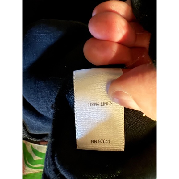 J. Jill Love Linen Black Pants Large L 100% Linen Wide Leg Crop Elastic Waist - Picture 5 of 5